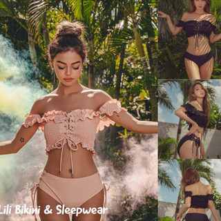 (Có sẵn,big size) Mẫu mới Bikini Hàn Quốc hai mảnh sexy, cột nơ đan dây màu Hồng, Đen phá cách