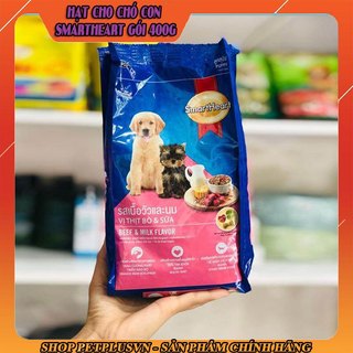 Thức ăn cho chó con Smartheart vị thịt bò và sữa gói 400g