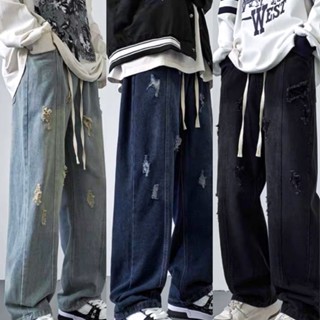  Quần jean Ống Rộng Đai chun cạp chun Nam Nữ Unisex Mr.Smile ̣99 QJ044 Ong Menswear Pants 