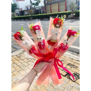 Hoa sáp 1 bông có gấu [sỉ 9k]