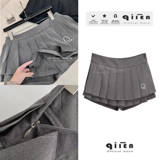  Chân Váy Xếp Ly 2 Tầng Thêu Chữ Q Chân Váy Xòe Tennis Dáng Ngắn QIIEN Siêu Xinh CV030 