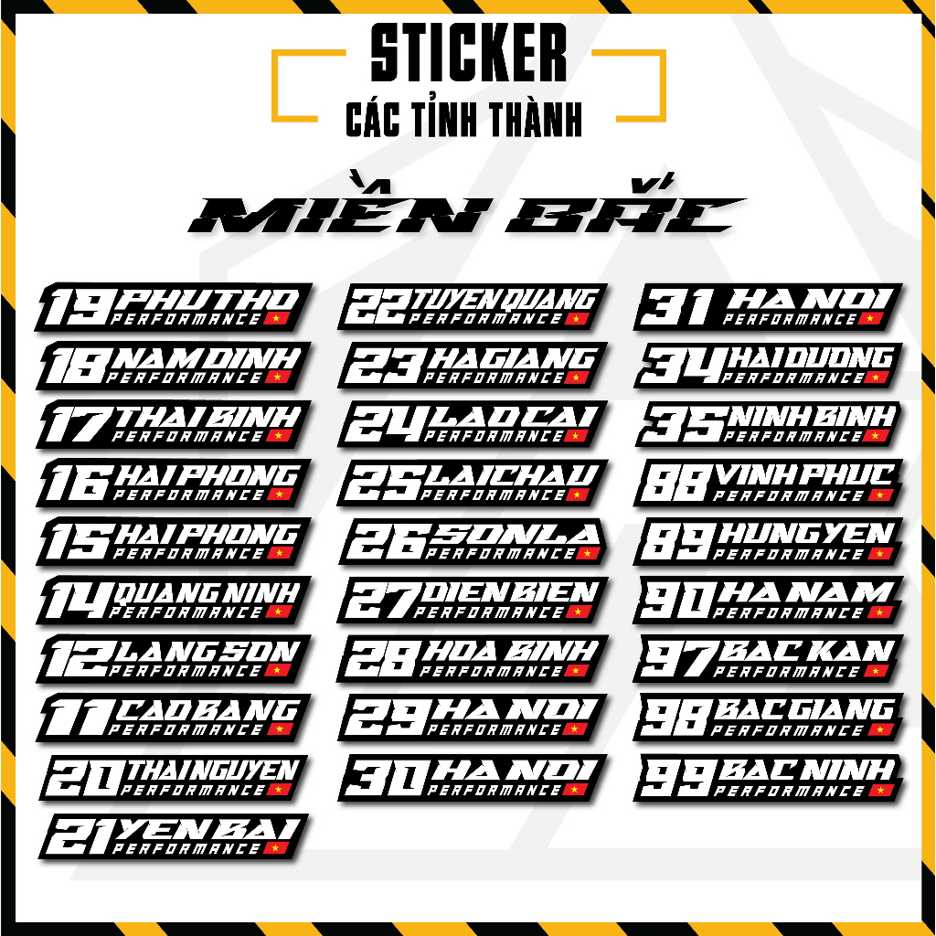 Tem 63 Tỉnh Thành Miền Bắc-Tem Dán Xe Máy,Xe Đạp Điện ,Mũ Bảo Hiểm.....