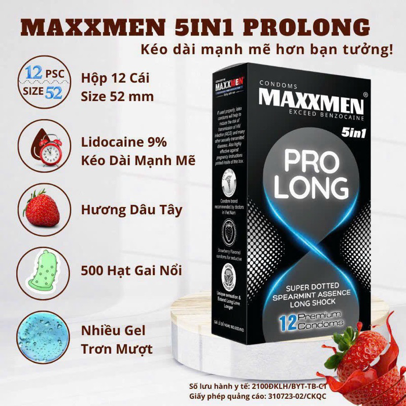 Bao cao su MAXXMEN 5in1 PROLONG Kéo dài thời gian, Gân gai, Siêu mỏng
