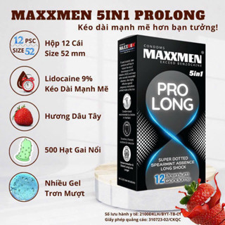 Bao cao su MAXXMEN 5in1 PROLONG Kéo dài thời gian, Gân gai, Siêu mỏng