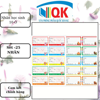 1 xấp 50 nhãn 10 ô dán tập vở, dán sách, decal đề can có keo sẵn.