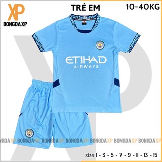 Áo Đá Bóng Trẻ Em Manchester City Biển 2024, Đồ Đá Banh Trẻ Em Vải Thun Lạnh Cao Cấp