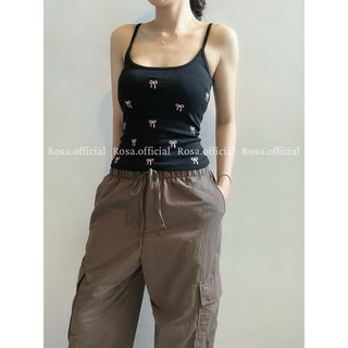  Áo 2 Dây Cotton Premium Thêu 13 nơ Rosa