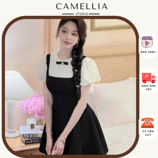 CABAL DRESS thiết kế váy phối yếm dáng xòe đính nơ tiểu thư by The Camellia Studio