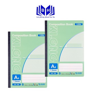 Sổ a4 kẻ ngang 120 trang klong ms308, sổ may dán gáy 120 trang a4 klong ms308