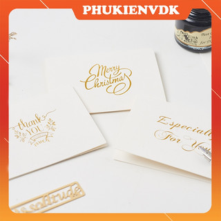 Thiệp kèm thư in mạ nổi lấp lánh chúc mừng sinh nhật cảm ơn giáng sinh