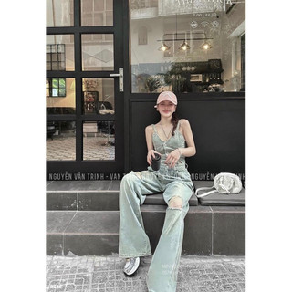 Set bò 2s mix quần xuông rách Qc