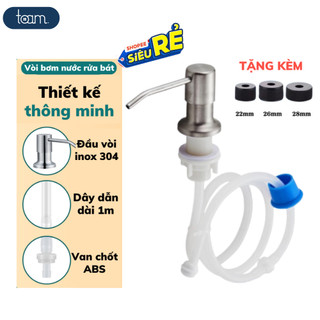 Vòi bơm hút dẫn nước rửa chén, rửa bát gắn bồn rửa inox 304 cao cấp, Bộ vòi dẫn ixoay 360 độ kèm ống dẫn silicon dài 1m