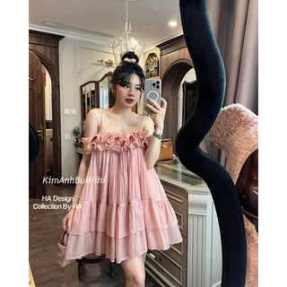 Váy 2s tơ bèo ngực chân tầng xoè HA - Sale