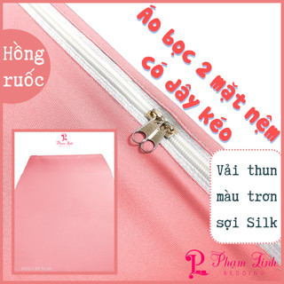 Áo bọc nệm 2 mặt dây kéo vải thun sợi siu màu trơn Hàn Quốc vỏ bọc bảo vệ nệm nguyêntấm không chia ngăn