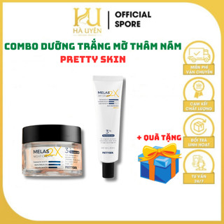 Combo Dưỡng Trắng Mờ Thâm Nám Melas 2X PRETTYSKIN, Hiệu Qủa Ngay Lần Đầu Sử Dụng [ Hà Uyên Naturanl Makeup ]