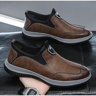Giày lười nam da pu into shoes thời trang