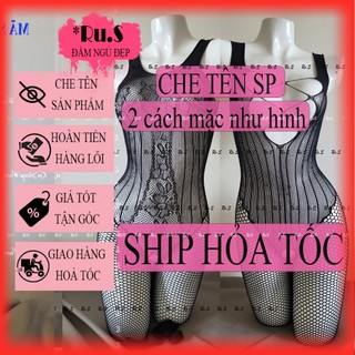 Bodystocking đồ ngủ lưới xẻ đáy, tất liền thân cosplay khoét đũng - Bodysuit lưới đan xuyên thấu sexy M13