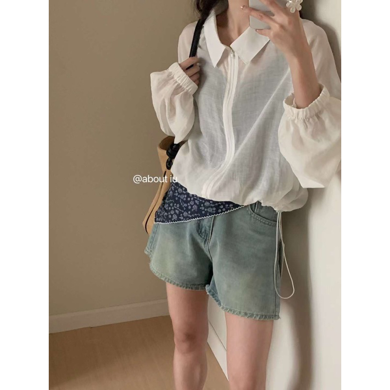 306 SƠ MI TƠ GIẤY TAY BO RÚT EO