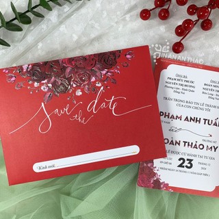 [in từ 20c] Thiệp Cưới, Báo Hỷ, Đám Hỏi - Hoa Hồng ép kim AT02 (Đọc kỹ mô tả) Đặt càng nhiều > giá càng rẻ