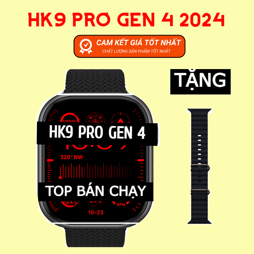 Đồng Hồ HK9 Pro Gen 4 Màn Hình Super Amoled Tràn Viền Cực Đẹp, Hỗ Trợ Chát GPT Tặng Kèm Dây Đeo. Bảo