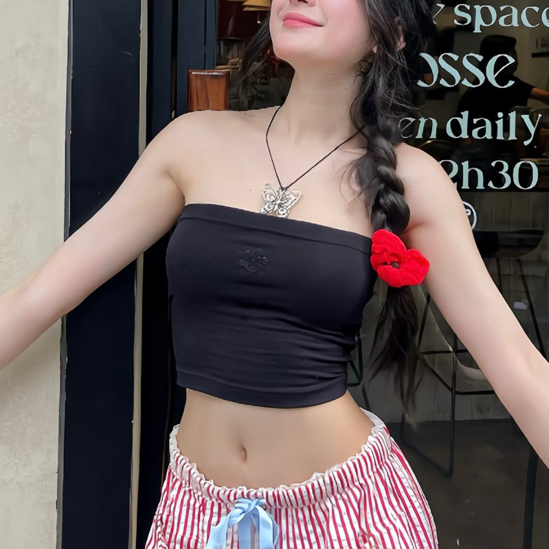 Áo ống, tube thêu hoa - Paparoti.sg