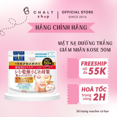Mặt nạ dưỡng trắng – giảm nhăn Clear Turn Whitening Mask 50 miếng Nhật Bản