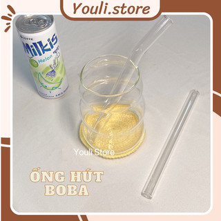Ống hút thuỷ tinh Trân Châu Boba 20cm 8mm Tái Sử Dụng