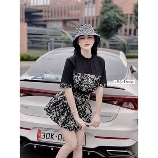 Set LV 3 món kèm mũ, chân váy xếp ly cao cấp