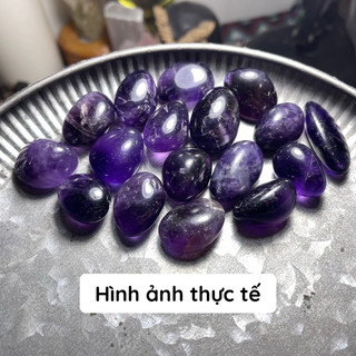 Vòng cổ thach anh Tím - Amethyst tết dây Macrame