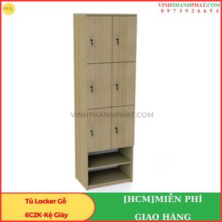 [FREESHIPHCM] Tủ Locker gỗ MDF 6C2K kèm kệ để giày dép
