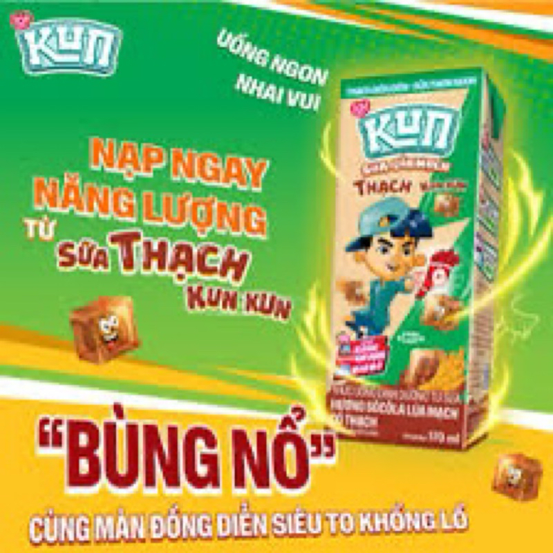 Thùng Sữa Kun Thạch Vị Cacao lúa Mạch (48hộp x 170ml)