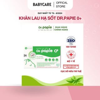 Khăn Lau Hạ Sốt Dr Papie 0M+ Thải Nhiệt Hạ Sốt Chuẩn Nhi Khoa, Ngăn Ngừa Co Giật Cho Bé Hộp 5 Gói x 5 Khăn/Gói