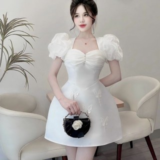 Váy Tapta Đính Hoa Cổ Vát Sóng