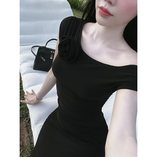 Váy Suông Trễ Vai Hoa Đen