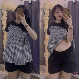 Áo Bầu Kẻ Đen Buộc Nơ Lưng Dễ Thương A094