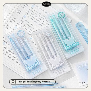 Hộp 4 Bút Gel Mực Đen RosyPosy,Ngòi 0.38mm & 0.5mm Mau Khô,Thiết Kế Trong Suốt,Dotty Stationery - Văn Phòng Phẩm Cao Cấp