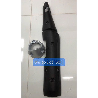  Ốp Che Pô Và Chụp Đích Pô Xe Exciter 150 Ốp pô 1.1 Full đen Đen bạc 