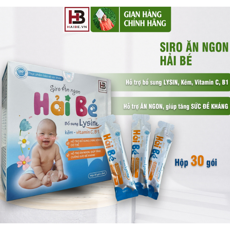 Siro Ăn Ngon Hải Bé - Hộp 30 Gói - Giúp Tăng Sức Đề Kháng, Kích Thích Ăn Ngon, Hấp Thu Tốt