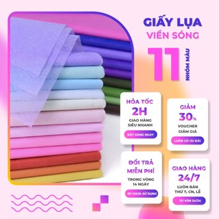 Xấp giấy lụa Vân Long Viền Sóng, Giáy gói hoa Mếch Vân Long Xấp 34 tờ dủ màu