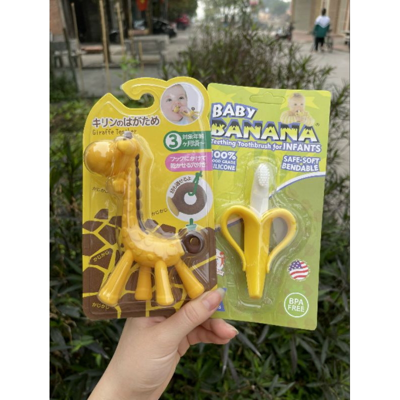 Gặm nướu hươu cao cổ/gặm nướu chuối giảm đau, ngứa cho bé mọc răng