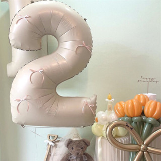  Bóng số sinh nhật gắn nơ xinh xắn 