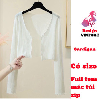 Áo khoác cardigan dáng croptop khoác ngoài tay dài, áo khoác nữ phối với đầm váy thun xịn VD901