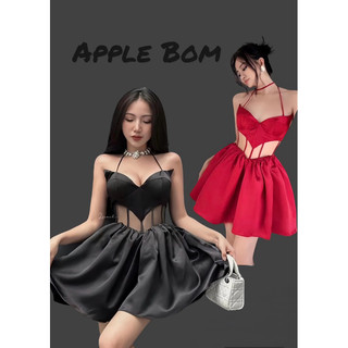Đầm xoè cổ yếm Cosset eo chất liệu tơ cao cấp hàng thiết kế loại 1 428