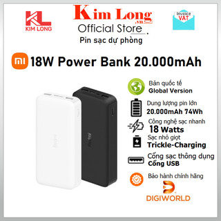 Pin sạc dự phòng Xiaomi Redmi 20000mAh Sạc nhanh USB 18W - Chính hãng