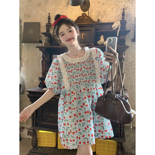 Đầm babydoll cherry phối ren - Mii