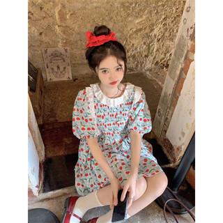 Đầm babydoll cherry phối ren - Mii