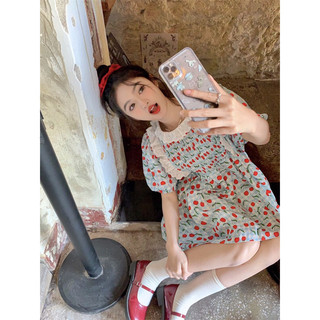 Đầm babydoll cherry phối ren - Mii