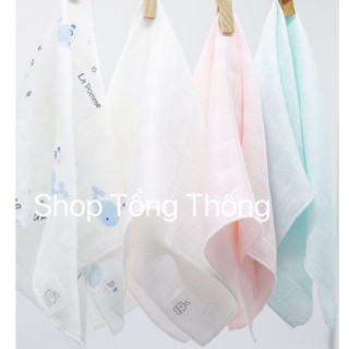 Set 5 khăn sữa sợi tre lụa 30x30 K001 LA POMME cao cấp mềm mịn thoáng mát thấm hút tốt cho bé trai bé gái đa năng