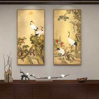 TranhTùng Hạc Diên Niên, canvas treo tường, trang trí phòng khách, decor cổ điển phong cách Indochine by Printek