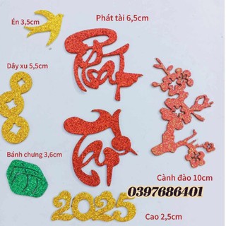Combo 10 Bộ phụ kiện dán dưa hấu, dán dừa ngày Tết 2025
